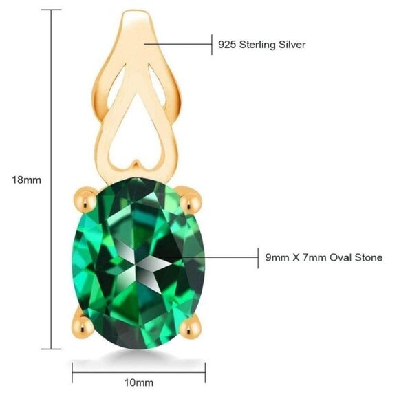 18K Yellow Gold 925 with 4.00 Cttw Rainforest Topaz Oval Post Back Drop Earrings - Picture 4 of 4